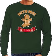 Bellatio Decorations foute kersttrui/sweater heren - Gingerbread koekemannetje - groen - Bite Me XXL