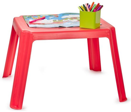Plasticforte Kunststof kindertafel - steenrood - 55 x 66 x 43 cm - camping/tuin/kinderkamer
