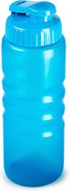 Plasticforte Drinkfles/waterfles/bidon - 650 ml - transparant/blauw - kunststof