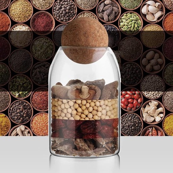 Lot De 2 Bocaux De Conservation En Verre 800ml Avec Bouchon Liège - Hermétique Pour Café, Épices, Pâtes