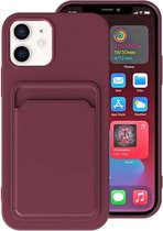 Smartphonica iPhone 11 siliconen hoesje met pashouder - Bordeaux Rood / Back Cover geschikt voor Apple iPhone 11