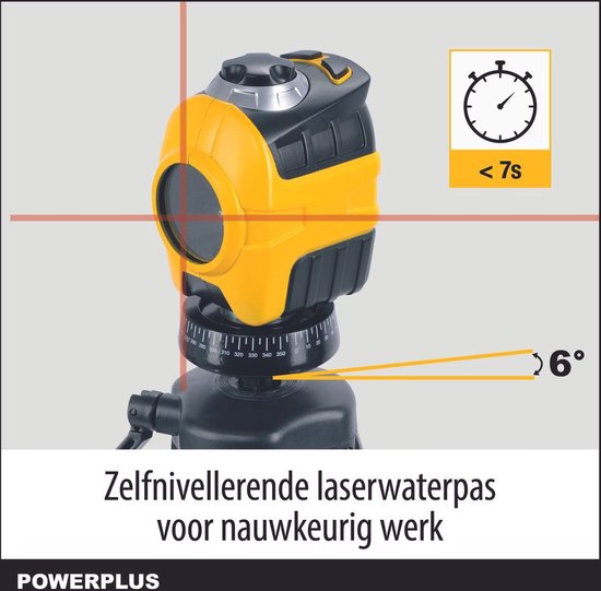 Laser Rotatif Auto-nivelant Powerplus POWX720 - Croisé, Linéaire, Avec Trépied