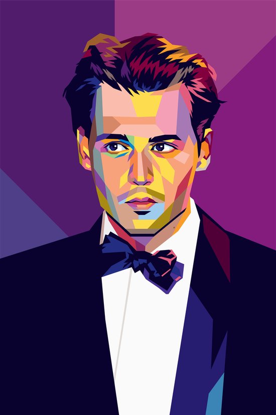 Johnny Depp Poster | Pop Art Johnny Depp | Johnny Depp Paars | Poster Johnny Depp | Filmposter | Pop Poster | Wanddecoratie | Muurposter | 51x71cm | Geschikt om in te lijsten