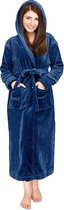 Badjas fleece maat - L - kleur – blauw – capuchon- dames