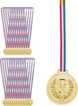 Relaxdays 24x gouden medailles voor kinderen - kindermedailles met lint - sportdag