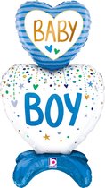 Folieballon Baby Boy Hearts - Stand Up - 28 inch - Grabo