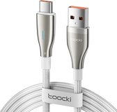 Toocki Oplaadkabel 'Super Fast Charging' - USB-A naar USB-C - 66W 6A Snellader - 2 Meter - voor MacBook/iPad, Samsung Galaxy/Note, OnePlus, Xiaomi, Google Pixel, OPPO - Tot 8 Keer Sneller - gevlochten Nylon - LED Indicator - Android Auto - WIT