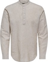 Only & Sons Overhemd Onscaiden Ls Halfplackt Linen Shirt 22009883 Chinchilla Mannen Maat - S