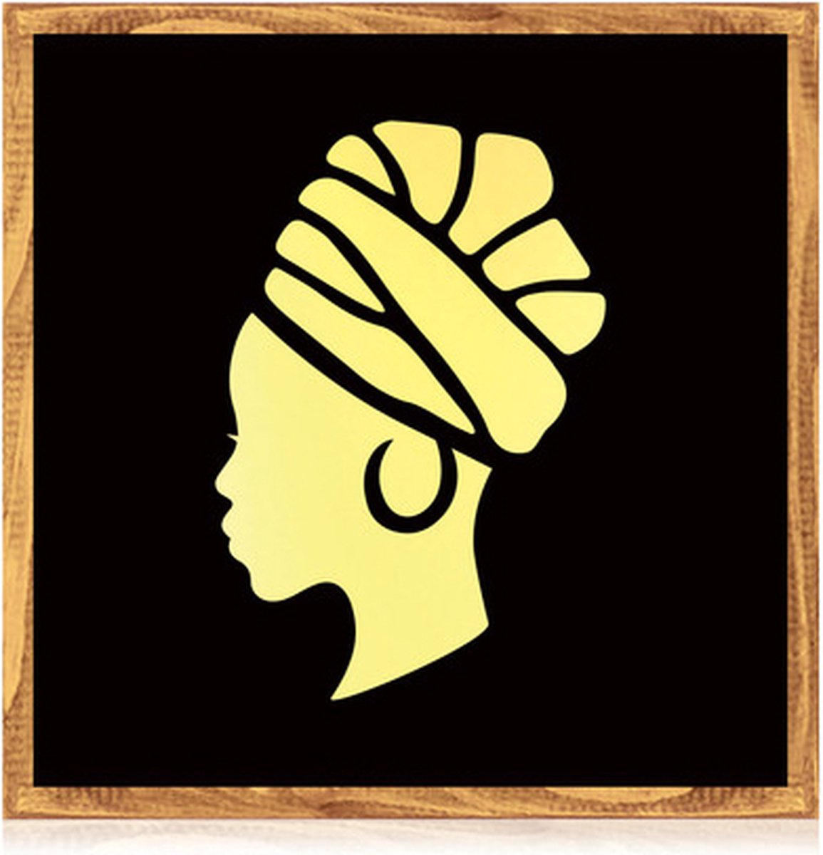 Wanddecoratie - Spiegel Afrikaanse vrouw 1 - Goud - schilderijen woonkamer - 30x30 cm - Posterlijst - Muurdecoratie