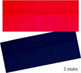 Haarband Hoofdband Basic - 8cm - 2 stuks - 1x Helder Rood / Donker Blauw Marine - Casual Sport Yoga - Stof Elastisch