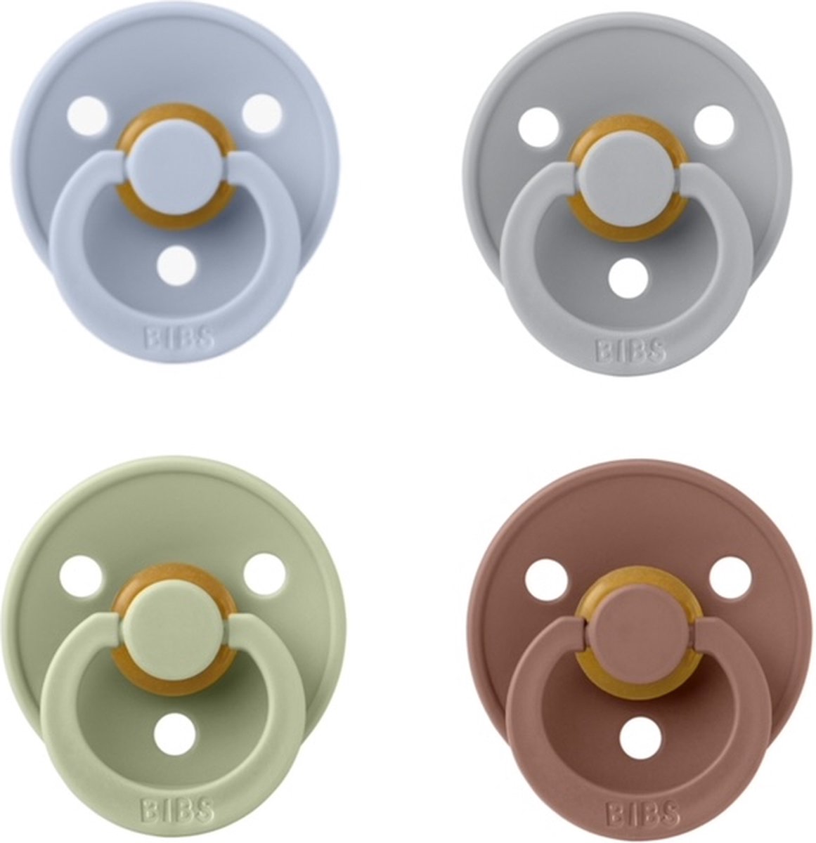 Goedkoopste Bibs fopspeen 0-6 maand Set 4 stuks Dusty Blue,Sage,Cloud en Woodchuck maat 1