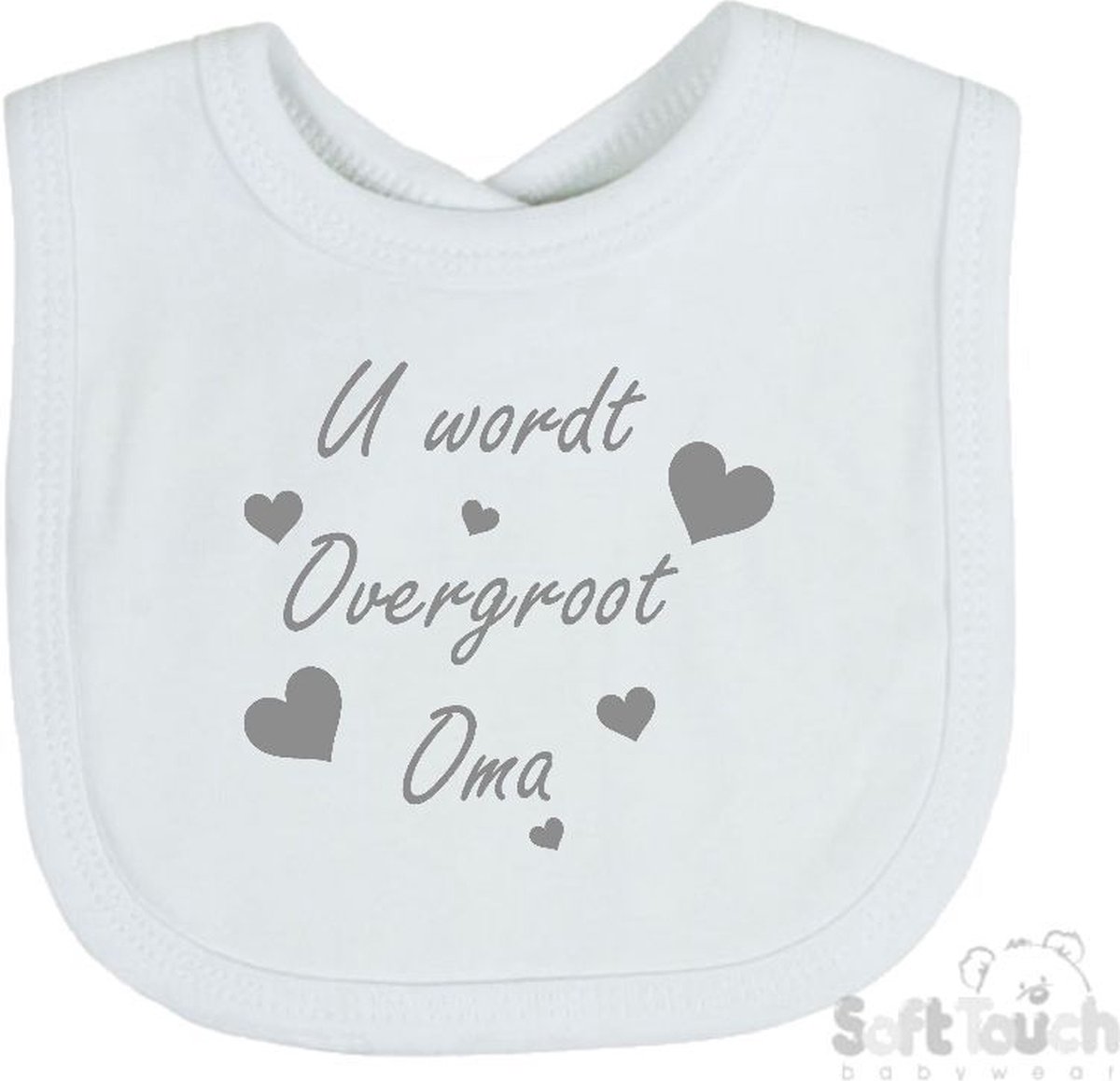 Goedkoopste Soft Touch Slabber U wordt overgroot oma Unisex Katoen Wit/grijs Maat 33x22 Cm Zwangerschap aankondigen - Bekendmaking zwangerschap - Zwangerschapsaankondiging