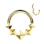 piercing clicker ring 3D Diamonds - goud 1.2x10