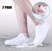 Siliconen overschoenen tegen de regen - Wit Laag - Herbruikbare waterdichte covers - Sneaker en schoen beschermers - antislip - 2 paar - Medium