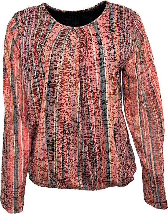 Pink Lady dames blouse - blouse dames - lange mouwen - rood print - elastiek - M210 - maat XL