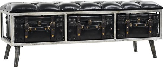 Canapé industriel avec tiroirs de rangement The Living Store - 110 x 40 x 46,5 cm - Zwart