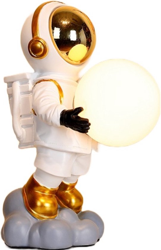 Cozella® - Astronaut Lamp USB - Bureaulamp - Tafellamp - Nachtlamp - Decoratieve Lamp - Nachtlampje - Leeslamp - Wit - Groot