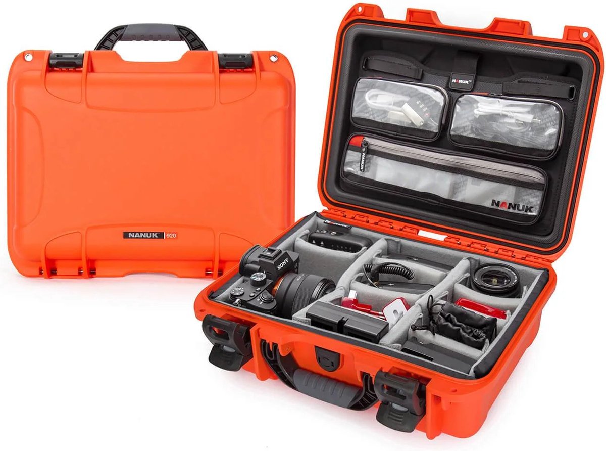 Nanuk 920 Case w/lid org./divider - Orange - Pro Photo Kit case