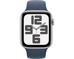 Apple Watch SE - 44mm - Silver Aluminium Case with Storm Blue Sport Band - M/L