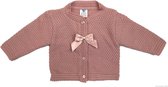 Bee Bo - Gebreid Baby Vest met Strik - Dusty Pink - Maat 74