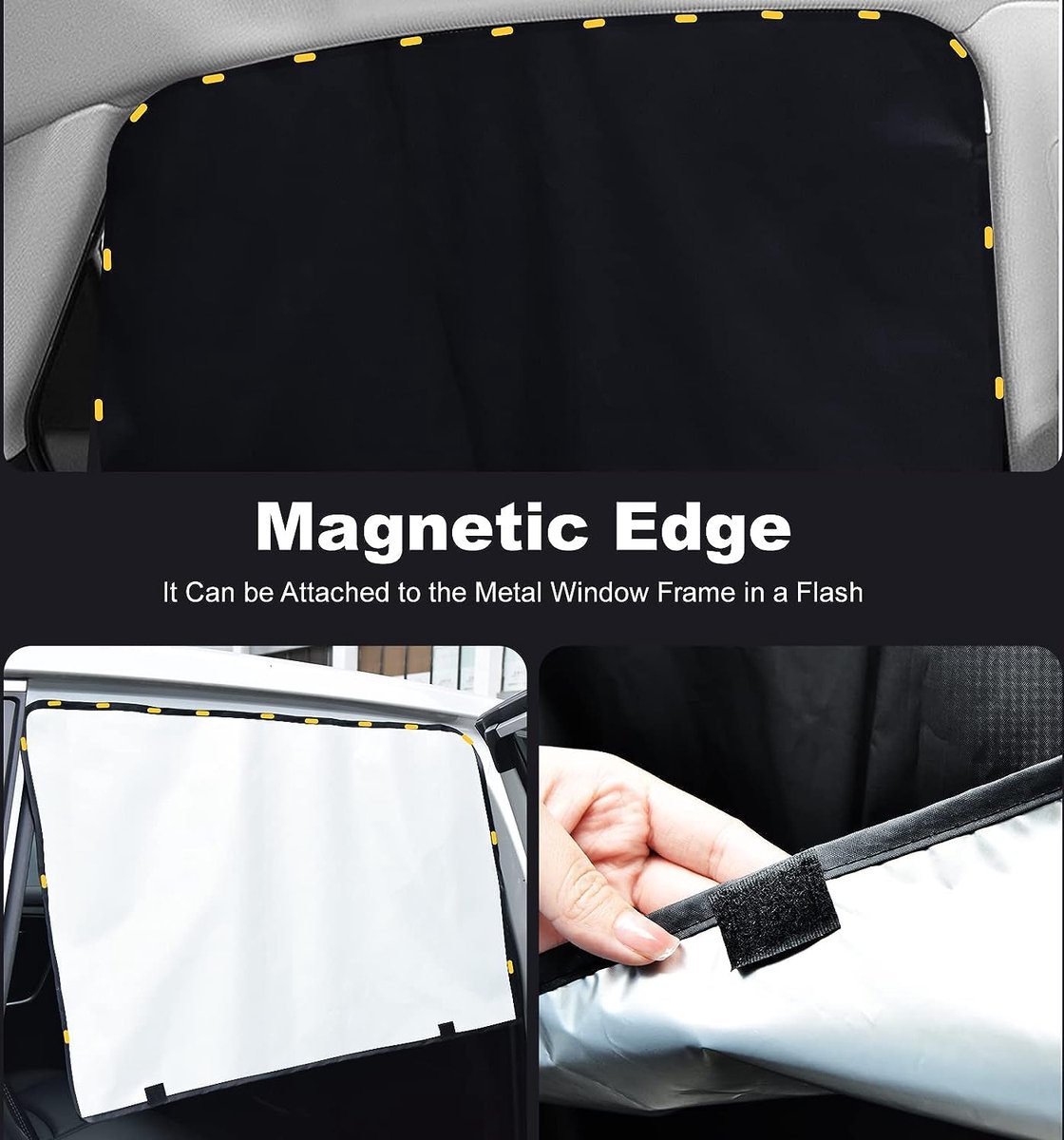 2 pièces 50cm pare-soleil de voiture rideau latéral Auto pliable Protection  Uv accessoires noir pur tissu accessoires Auto