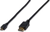 Digitus AK-330115-010-S HDMI-kabel HDMI Aansluitkabel HDMI-A stekker, HDMI-micro-D stekker 1.00 m Zwart Vergulde steekc