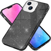Casemania Hoesje Geschikt voor Apple iPhone 15 Zwart - Glitter Back Cover