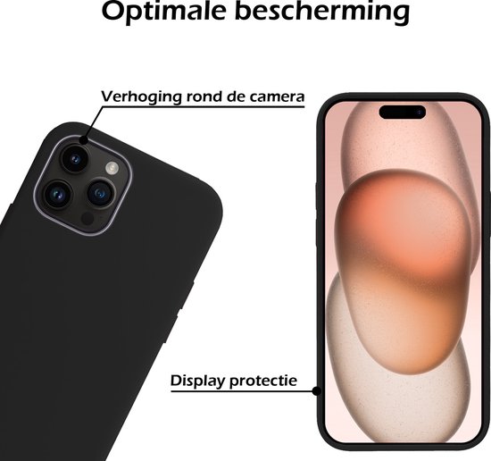 Coque arrière en Siliconen iPhone 15 Pro Max - Coque arrière en silicone pour iPhone 15 Pro Max - Zwart - 2 PACK