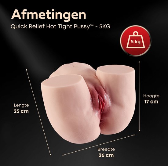 Roze masturbator met gewicht van 5 kg en afmetingen van 25x26x17 cm.