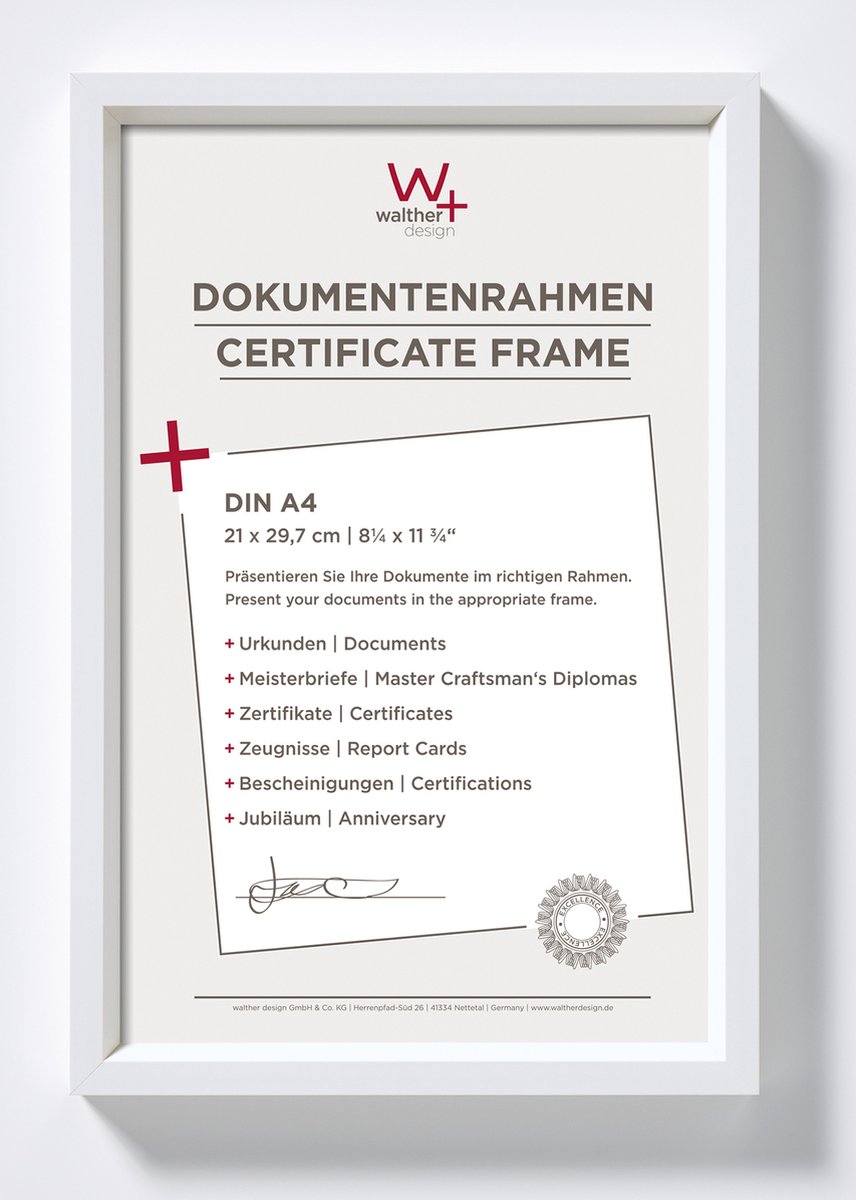 Walther Steel Style - Kunststof lijst - Fotoformaat 21x29.7 cm - Wit