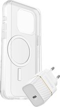 OtterBox Symmetry MagSafe Case + Screenprotector + EU USB-C 30w Snellader (wit) - Geschikt voor iPhone 15 Pro Max