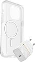 OtterBox Symmetry MagSafe Case + Screenprotector + EU USB-C 30w Snellader (wit) - Geschikt voor iPhone 15 Pro Max