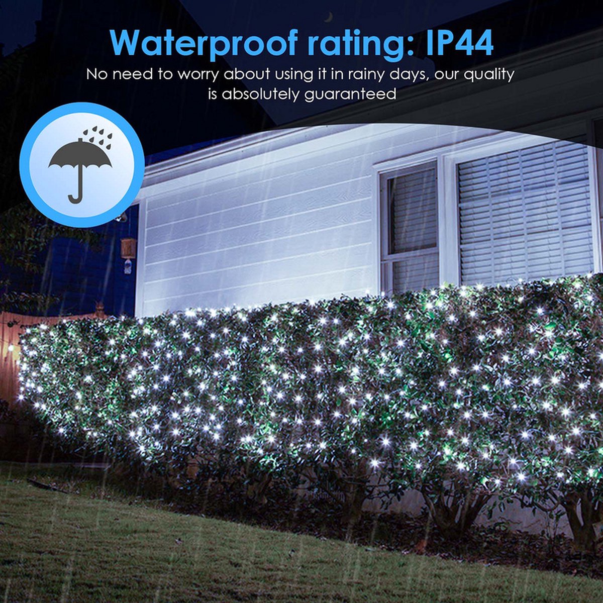Filet lumineux à LED Guirlande Lumineuses Éclairage de Noël Rideau lumineux  intérieur extérieur Décoration 8 modes IP44 Blanc chaud 4.5x1.6M