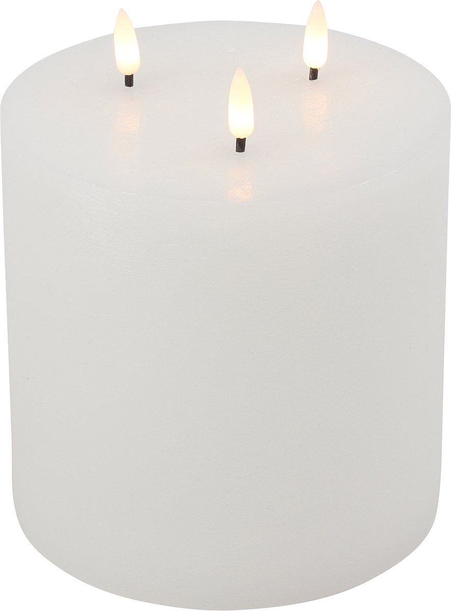 Led kaars - Coutryfield - Stompkaars rond D15cm LED Lyon wit S. - Ø15CM LED - L15B15H17,5CM