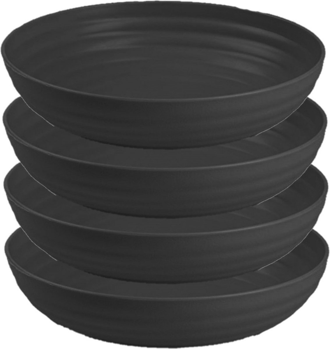 Plasticforte Kommetjes/schaaltjes - 4x - dessert/ontbijt - kunststof - D22 x 5.5 cm - antraciet