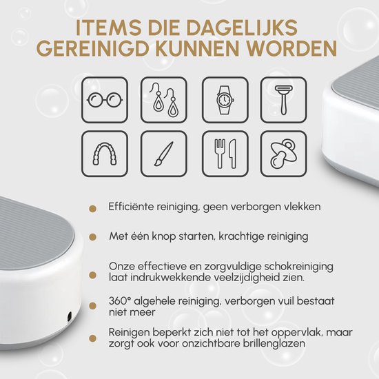 Nettoyeur à ultrasons - Appareil de nettoyage pour Lunettes et ~ Bijoux - Nettoyeur à ultrasons - 600 ML - Cleaner à ultrasons