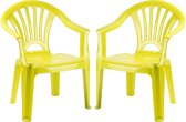 Plasticforte Kinderstoel - 2x stuks - kunststof - groen - 35 x 28 x 50 cm - tuin/camping/slaapkamer