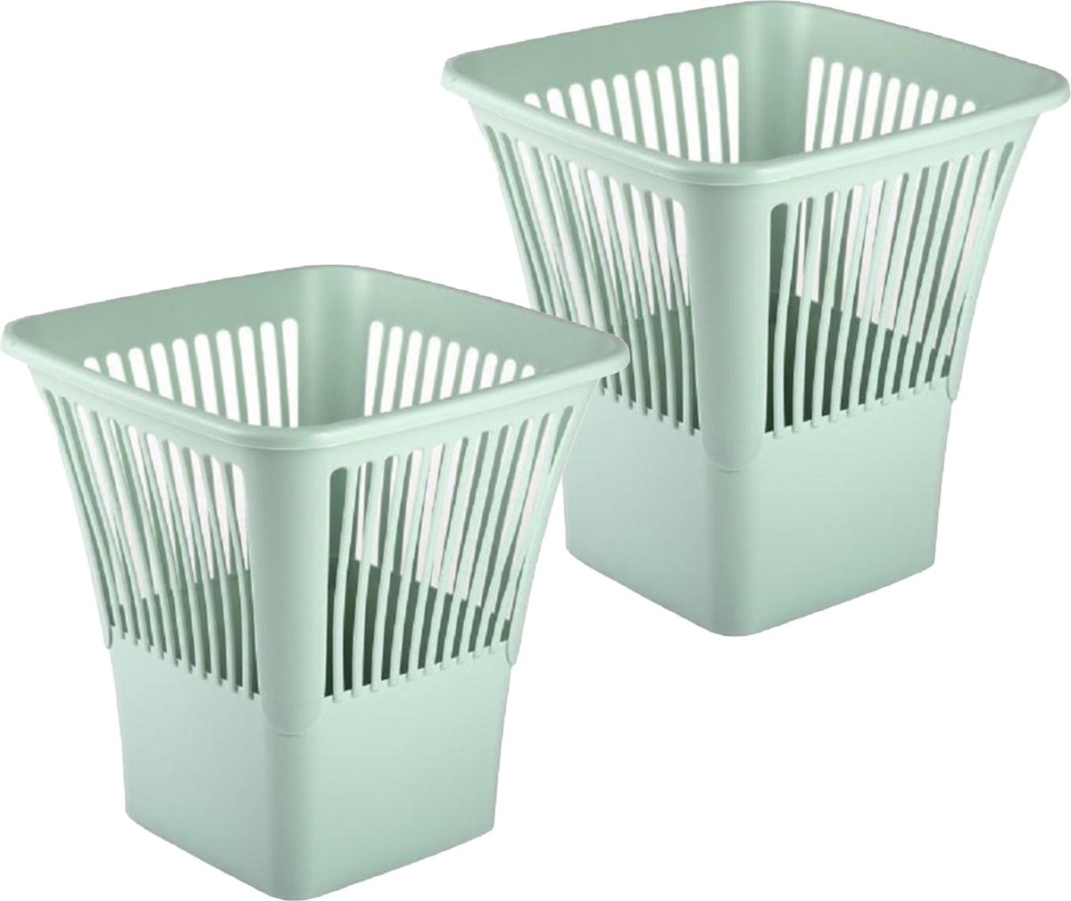 Goedkoopste PlasticForte Afvalbak/vuilnisbak/kantoor prullenbak - 2x stuks - plastic - mintgroen - 30 cm