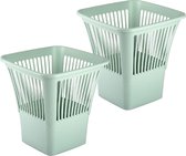 PlasticForte Afvalbak/vuilnisbak/kantoor prullenbak - 2x stuks - plastic - mintgroen - 30 cm