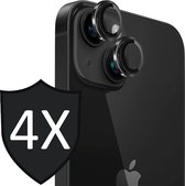 Camera Lens Screen Protector geschikt voor iPhone 15 Plus - 4x Gehard Glas Screenprotector GlassGuard Zwart