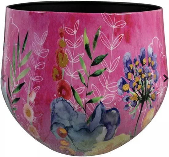 Ter Steege Pot de Fleurs Métal Fuchsia-Multicolore D 33 cm H 28 cm