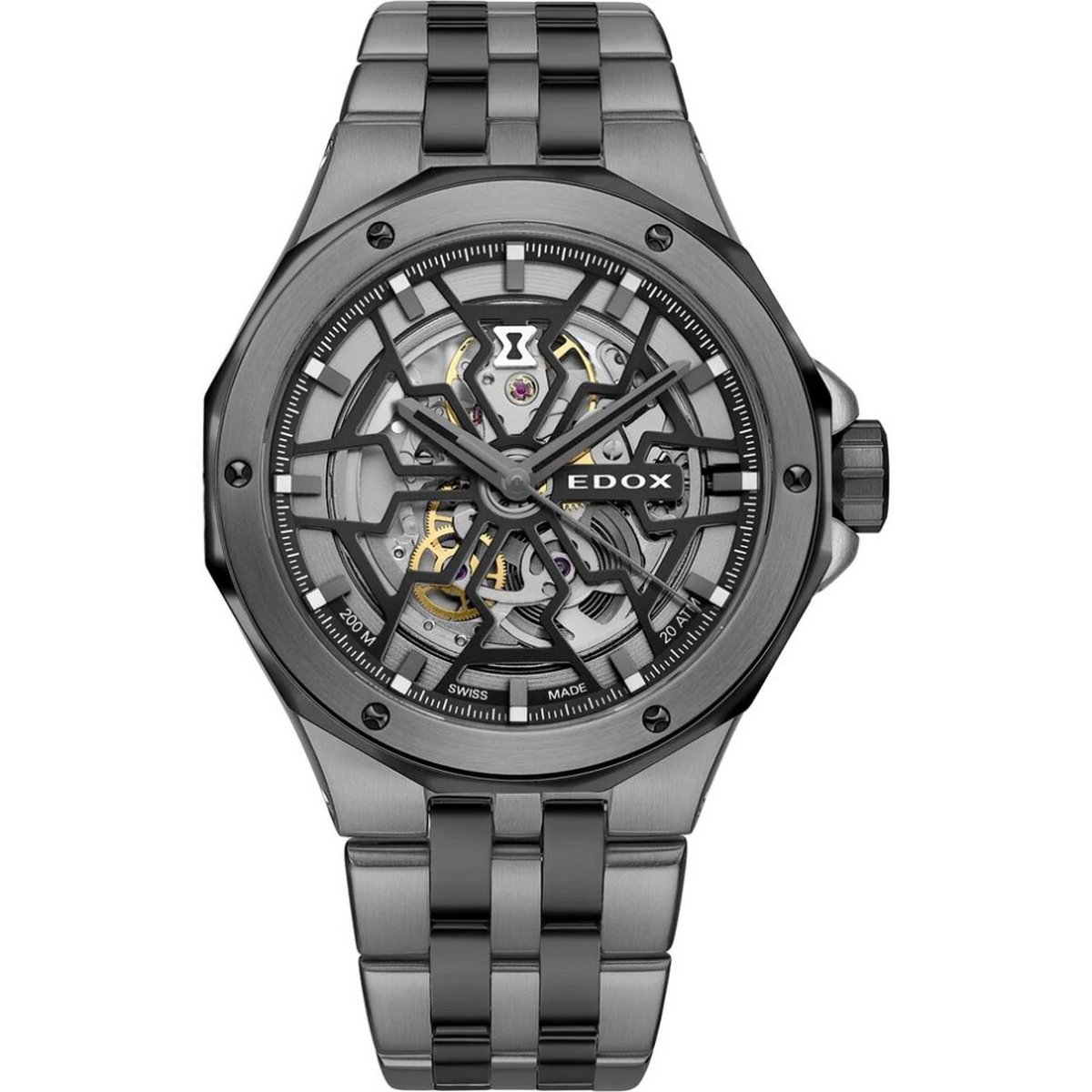 EDOX Delfin Mecano Skeleton 85303-357GNM-NGN mannen horloge