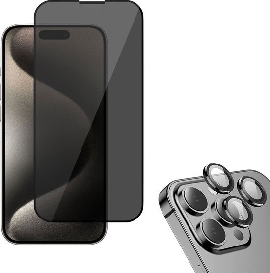 Protecteur d'écran de confidentialité iPhone 15 Pro Max + verre de protection  pour