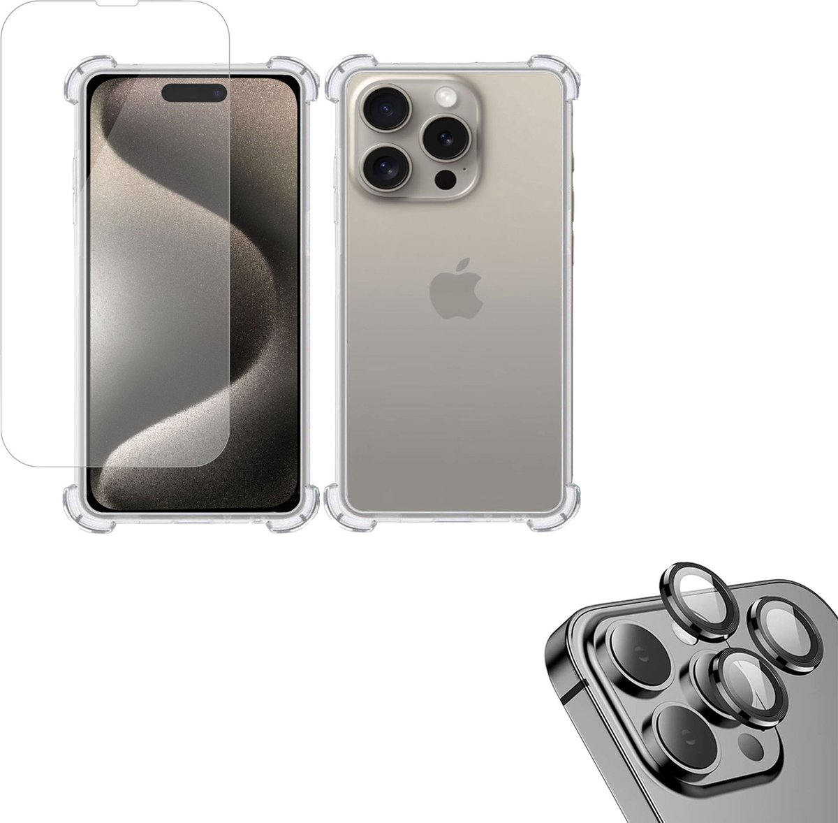 Hoesje geschikt voor iPhone 15 Plus + Screenprotector + Camera Beschermglas – Proteqt+