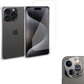 Geschikt voor iPhone 15 Pro Max Shockproof Hoesje + Screenprotector + Camera Beschermglas – Proteqt+