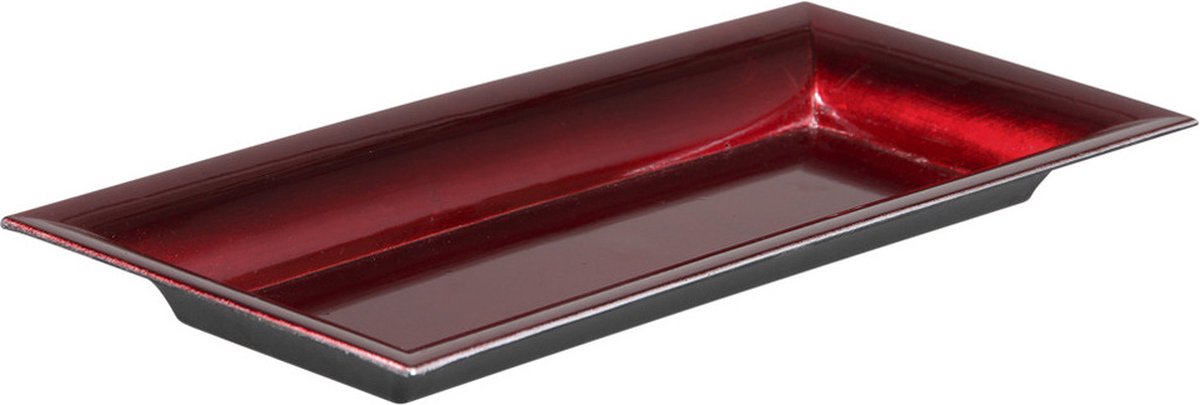 Othmar Decorations kaarsenbord - plateau - rood -28 x 12 cm -kunststof - kerst