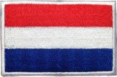 Patch - Nederlandse vlag - geborduurde applicatie - embleem voor op jas - klittenband - haak en lus - 5 x 8 cm