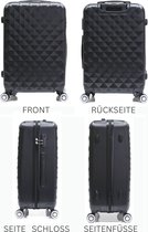 Reiskoffer - Koffer met TSA slot - Reiskoffer op wielen - Stevig ABS - 65 Liter - Diamantje - Zwart - Travelsuitcase - M