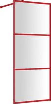 vidaXL-Inloopdouchewand-transparant-80x195-cm-ESG-glas-rood