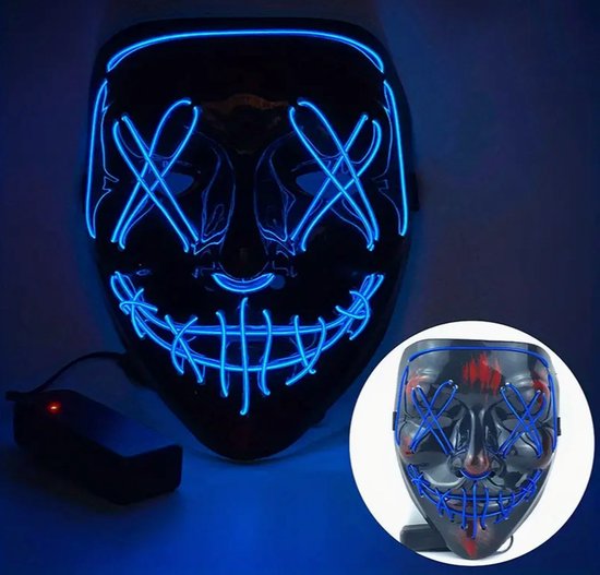 Masque LED Halloween bleu - Masque de purge cosplay - masque costumé  halloween -... | bol